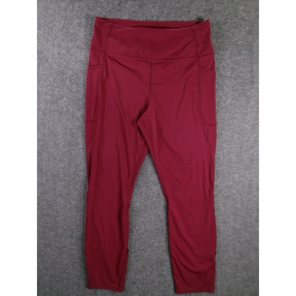 Avia Pants Women Large Red Solid Activewear Yoga Running Stretch Athleisure